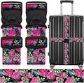2 Pack Luggage Straps for Suitcases, Adjustable Travel Belt with Double Lock and Quick Release Buckle, Heavy Duty Nylon Bag Packing Strap, Bright Identifiers Business Travel Accessories-Pink Flowers