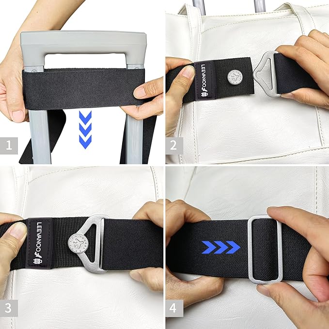 Luggage Straps for Suitcases Add a Bag Luggage Strap,2-in-1 Travel Belt for Luggage Straps Travel Belt Over Handle for Carry On Bag Adjustable Suitcase Belts Airport Travel Accessories Black