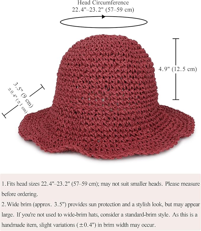 Womens Wide Brim Straw Sun Hat Foldable Floppy Crochet Beach Hat for Summer