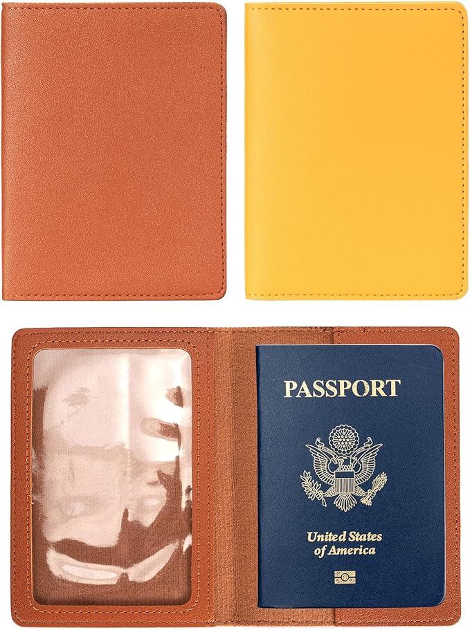 2 Pack Passport covers and Vaccine Card Holder Arouselove PU Leather Passport Wallet Vaccine Case Protector Slot Travel Passport Wallets for Women & Men