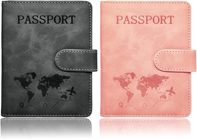 Passport Holder for Travel Essentials, 2 Pack Rfid Passport Cover for Women Men