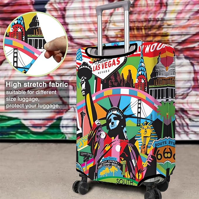 Travel Luggage Cover Suitcase Protector Fits 18-32 Inch Wheel Covers PatternedTravel Related Items Flower Luggage Protector Elastic M