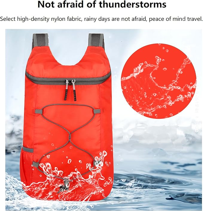 16L Hiking Daypack Lightweight Foldable Travel Backpack Water Repellent Camping Outdoor Packable Easy Carry-on Bag (Red)