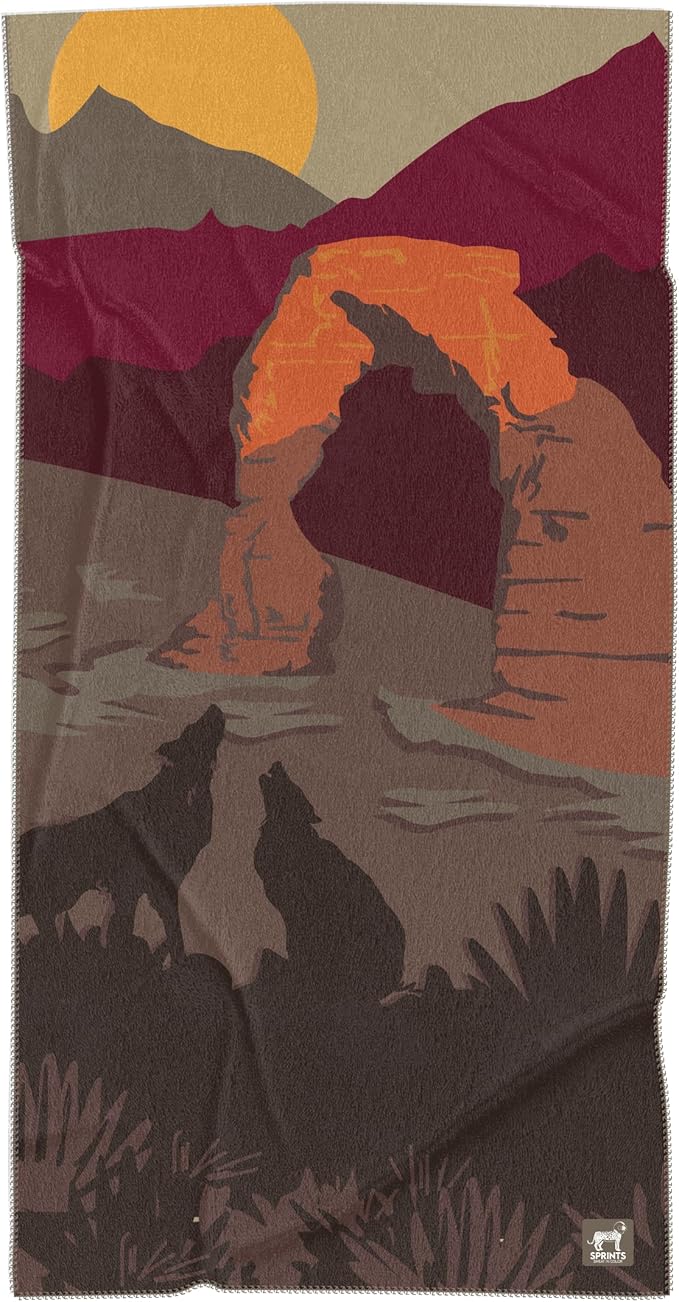 Sprints Athletic Running Towel, Full-Sized, Car Seat Cover - Performance Microfiber (Cryin Wolf)
