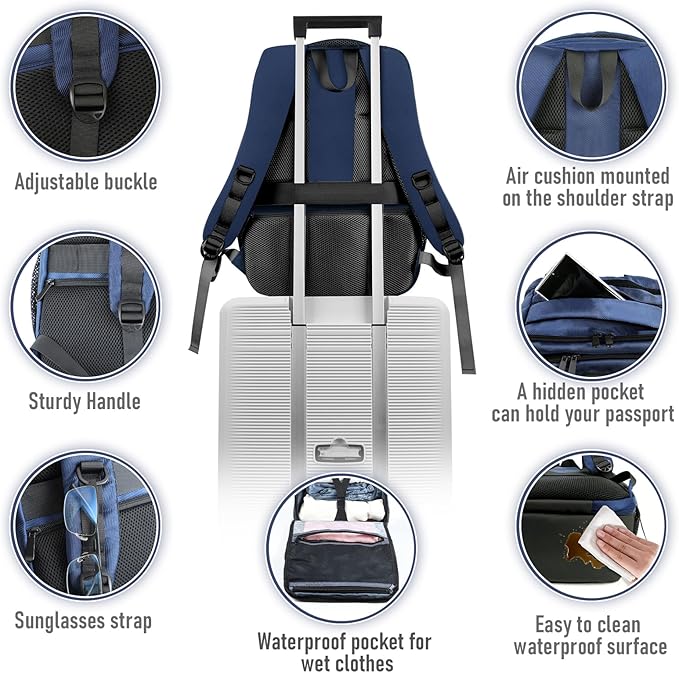Travel Backpack, Business Anti Theft Slim Sturdy Laptops Backpack with USB Charging Port, Water Resistant College School Laptop Bag for Men & Women Fits 15.6 Inch Notebook (Navy Blue)