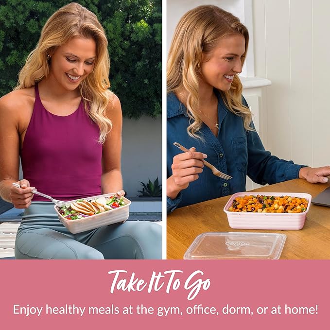 Bentgo 20-Piece Lightweight, Durable, Reusable BPA-Free 1-Compartment Containers - Microwave, Freezer, Dishwasher Safe - Blush Pink