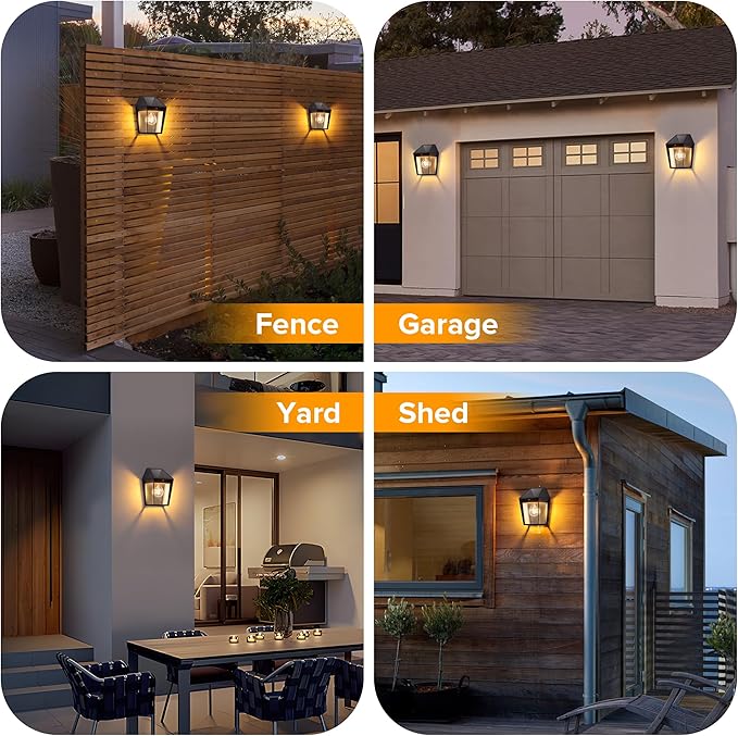 LUTEC 2 Pack Solar Wall Lights Outdoor, Solar Wall Lanterns with 3 Modes, Dusk to Dawn Motion Sensor Led Sconce Lights, Waterproof Exterior Front Door Porch Lights for Outside, Patio, Garage