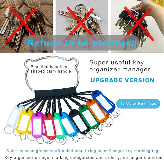 Portable Key Organizer Manager with Enlarged Window for Writing and Displaying More Text, Suitable for Warehouses, Offices, Schools, Homes, Etc (Key Marking and Management)