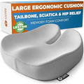5 STARS UNITED Seat Cushion for Tailbone Pain Relief – Large Memory Foam Cushion for Coccyx, Hip, Sciatica & Post-Surgery Recovery – Wheelchair, Car, Desk, Gaming & Office Chairs, Light Gray