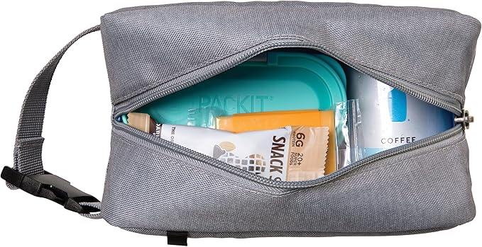 PackIt® Freezable Snack Box, Gray Fog, Built with ECOFREEZE® Technology, Collapsible, Reusable, Zip Closure with Buckle Handle, Designed For Work Snacks, Fresh Snacks On the Go, Adults, and All Ages