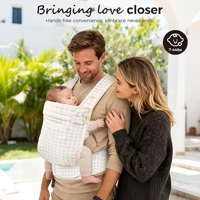 Baby Carrier Newborn to Toddler- Ergonomic,Cozy and Lightweight Infant Carrier for 7-40lbs,3 Carry Positions Newborn Carrier,Checkerboard