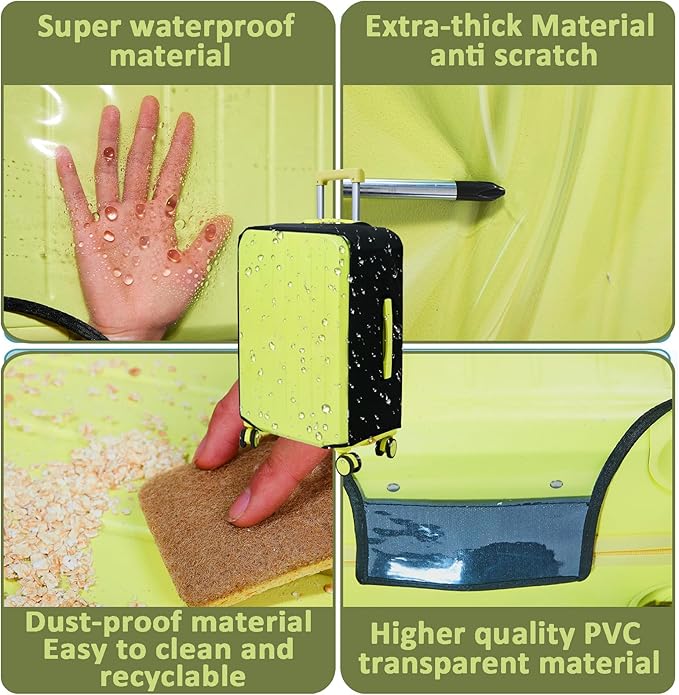 Clear Luggage Cover Protectors For Suitcases,Elastic Transparent waterproof PVC Suitcase Covers Protector Fit 20-30 Inch wheeled Luggage (26")