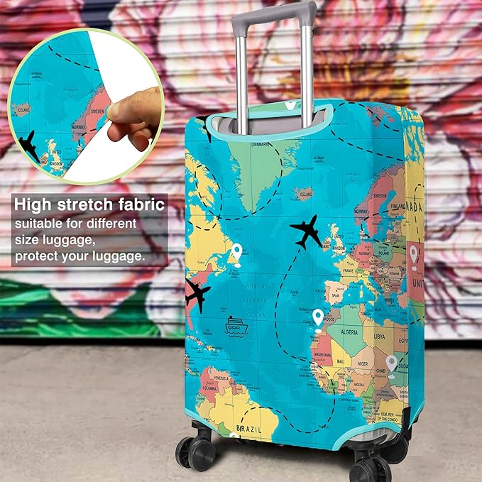 Travel Luggage Cover Suitcase Protector Fits 18-32 Inch Wheel Covers PatternedTravel Related Items Flower Luggage Protector Elastic L