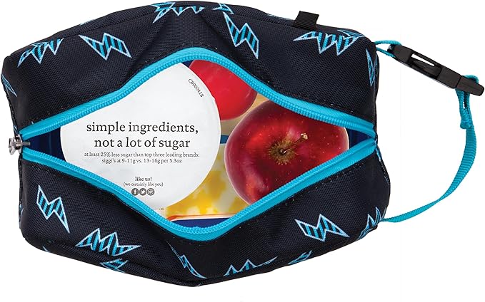 PackIt Freezable Snack Box, Striped Bolts, Built with ECOFREEZE Technology, Collapsible, Reusable, Zip Closure with Buckle Handle, Great for All Ages and Fresh Snacks on the go