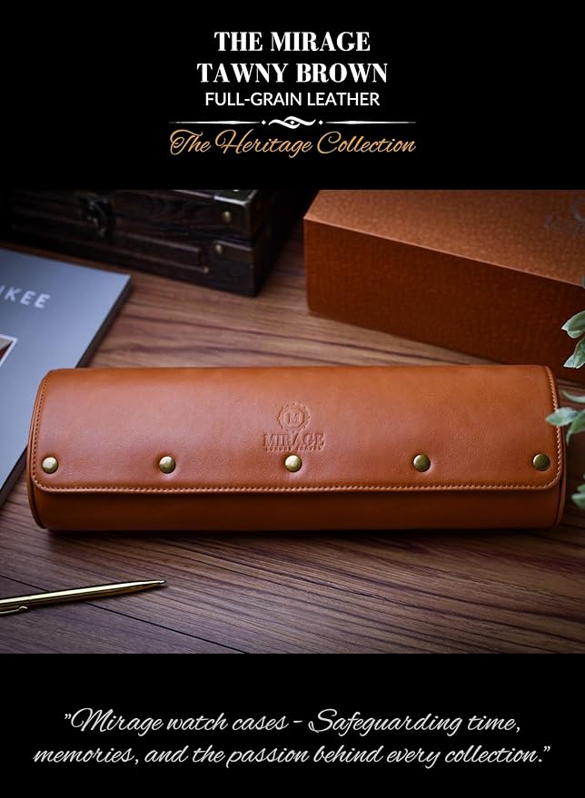 4 Watch Travel Case for Men – Leather Watch Roll Case Storage for Travel - Brown Full Grain Cow Leather