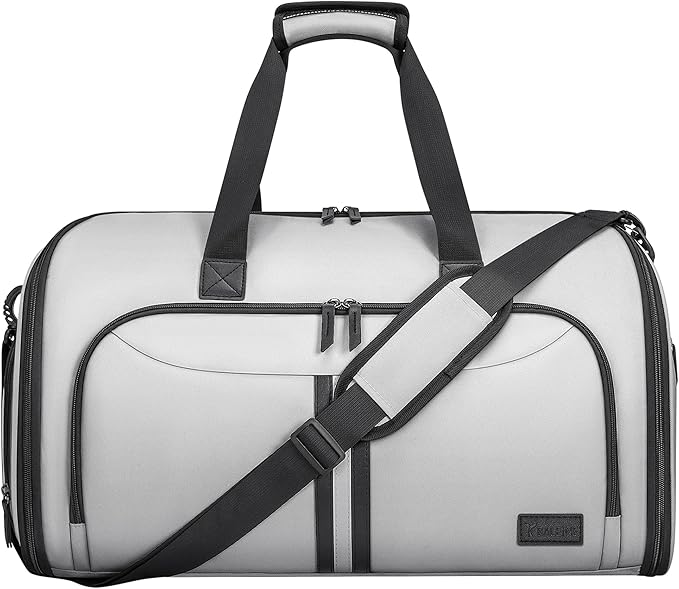 BALEINE Convertible Garment Bag with Shoe Compartment, 2 in 1 Carry on Garment Duffle Bags for Travel, Suit Bag for Men Women (Gray)