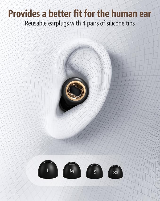 Ear Plugs for Sleeping Noise Cancelling: 45db Ultra-Comfy Reusable Noise-Reducing Earplugs for Concerts/Shooting/Travel/Snoring-Silicone Hearing Protection Earbuds with 8 Eartips