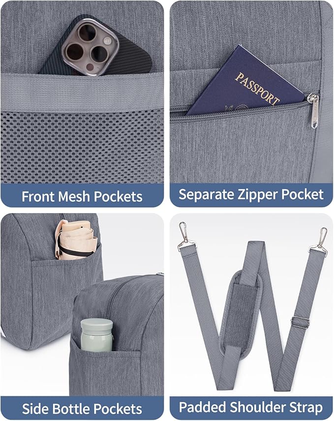 Narwey For Spirit Airlines Personal Item Bag 18x14x8, Small Duffle Bag for Travel, Duffel Bag for Traveling, Carry on Bag for Airplanes Underseat Overnight for Women and Men (Grey)