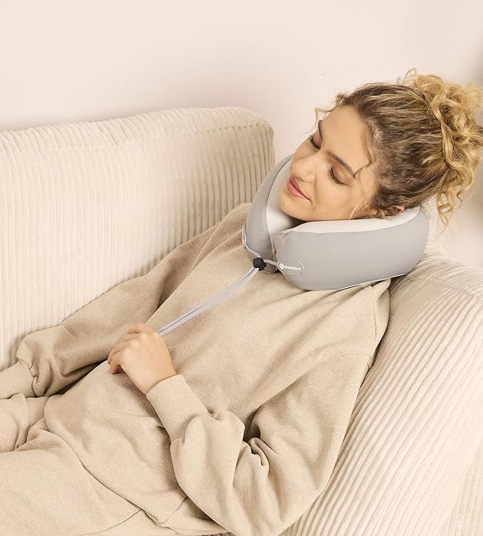 Travel Pillow for Airplane Sleep, 100% Memory Foam Neck Pillow for Deep Sleepers, Ergonomic Design for Air Plane, Car & Office Naps, Dark Gray