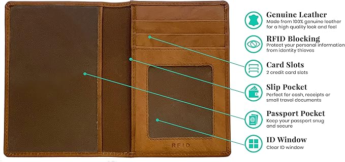 Personalized Monogrammed Antique Saddle Leather RFID Passport Wallet
