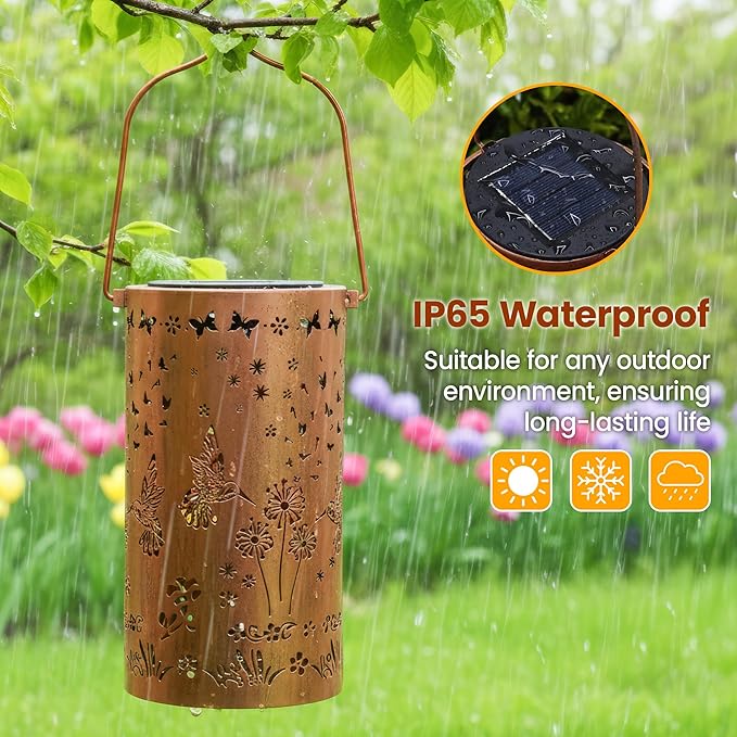 FLAGWIX Christmas Hummingbird Gifts for Women Men - Solar Lanterns Outdoor Waterproof - Garden Decor for Outside, Birthday Gifts for Mom Grandma, Decorative Lantern for Garden Yard Patio Balcony Porch