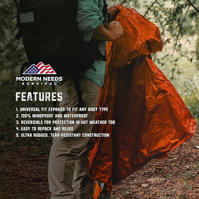 Emergency Survival Jacket – Disposable Rain Ponchos for Adults with Hood | Waterproof Ponchos for Women & Men | Compact Emergency Poncho for Travel, Outdoor Use, Camping & Survival Kits