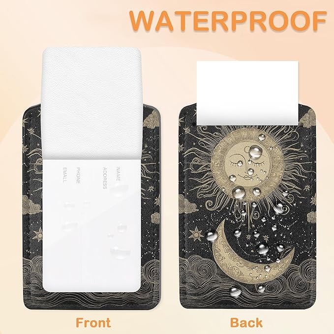 Vintage Boho Sun and Moon 3 PCS Luggage Tags, Leather Suitcase Tags with Privacy Cover Name Address Labels and Durable Steel Loop for Men/Women Travel Bag Suitcases