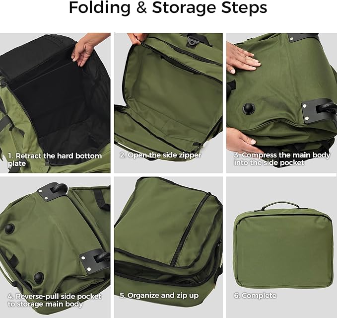 110L/120L Rolling Duffel Bag with Wheels - 28" No-Sag Design for Heavy Loads, Waterproof Travel Duffel w/Shoulder Straps and Dividers, Foldable Lightweight Design for Camping/Cargo/Air Travel