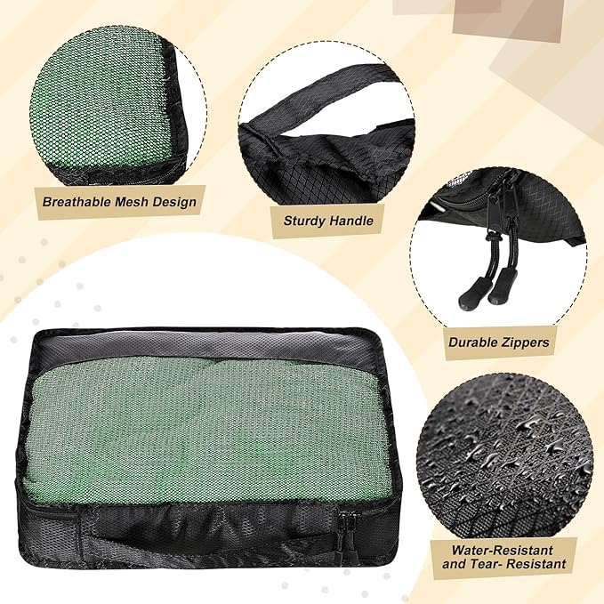 5 Pcs Packing Cubes for Suitcase Large Travel Cubes Carry on Luggage Organizer Bags for Clothes Accessories(S,Black)