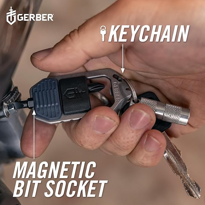 Gerber Gear Driver Keychain 5-in-1 Multitool, Clips to Pocket or Keychain with Pry Bar, Phillips and Flat Head Screwdriver Bits, and Bottle Opener, Lightweight EDC Gear for Everyday Carry, Baltic Haze