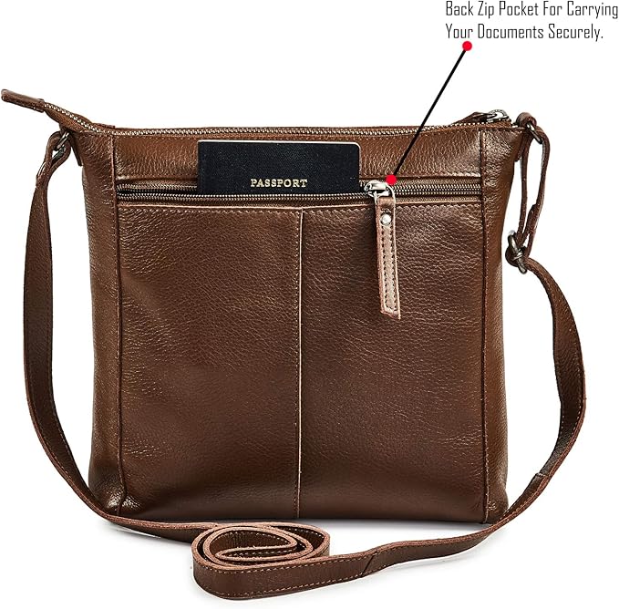 Small Soft Genuine Leather Crossbody Purse Women’s Sling Crossover Shoulder Travel Handbag with Triple Zipper