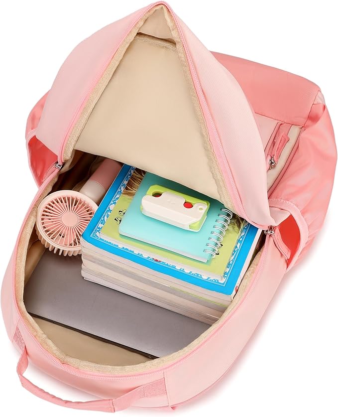 Lightweight Cute Kids Backpack for School Kindergarten Elementary Backpacks for Gilrs ages 6-8-10 (Blush Cream Coral)