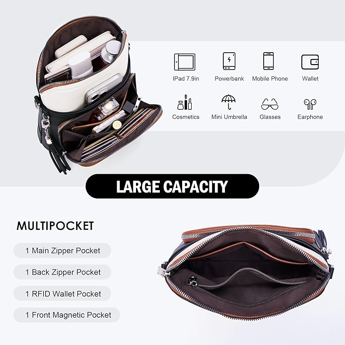 Crossbody Purse for Women,Lightweight Medium Crossbody Bag Soft Leather Women's Shoulder Handbags with Tassel