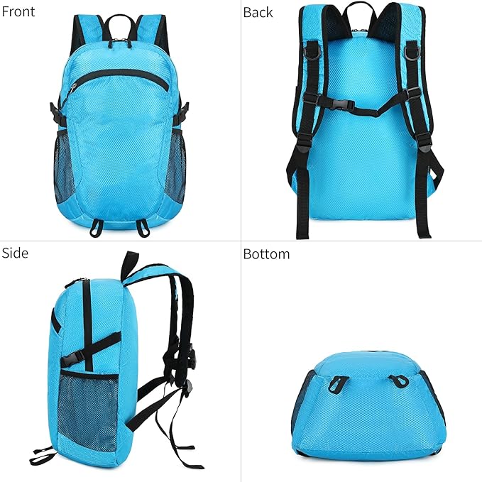 Small Hiking Daypack,15L Waterproof Hiking Backpack Packable Lightweight Travel Day Pack for Women Men (Blue, Small)