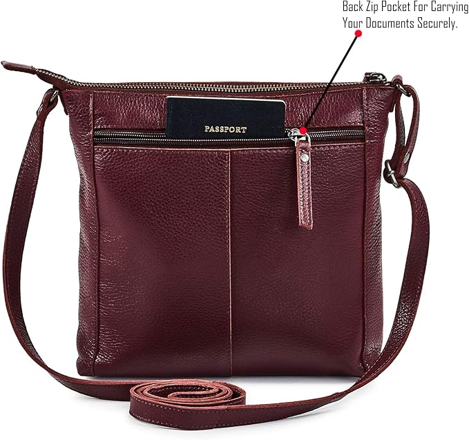 Small Soft Genuine Leather Crossbody Purse Women’s Sling Crossover Shoulder Travel Handbag with Triple Zipper