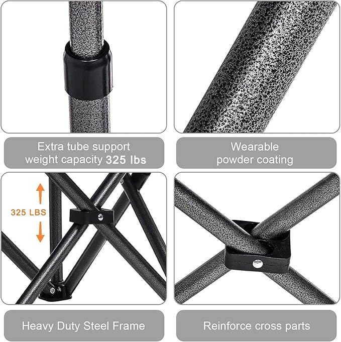 Mesh Folding Camping Chairs for Adults, Oversized Portable Outdoor Chairs, Weight Capacity 325 lbs with Cup Holder, Storage Pocket, Carry Bag