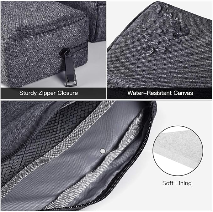 Universal Electronics Accessories Carrying Case, 2PCS Big + Small Portable Storage Pouch, Cosmetic Bag, Cable Organizer Compatible Hard Drive, Mouse, Power Bank, Adapter, Cellphone, Space Gray