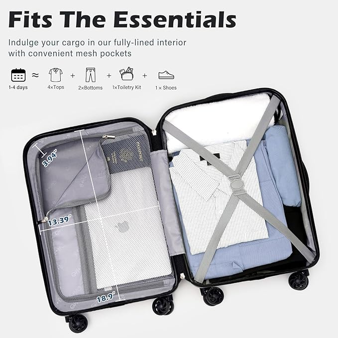 Coolife 20-Inch Small Carry on Hardside PC+ABS Spinner TSA Lock Telescopic Luggage Handle（20in-purple）