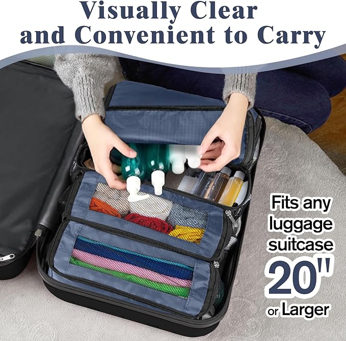 Hanging Travel Organizer, Carry on Luggage Suitcase Organizer, Travel Essentials Portable Travel Shelves Packing Cube for Travel Cruise Small, Gray