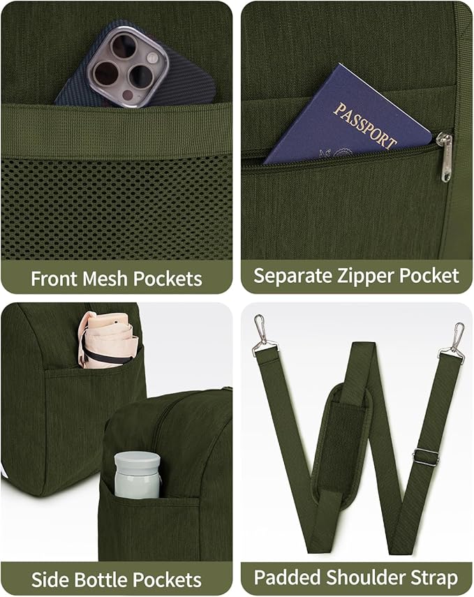Narwey For Spirit Airlines Personal Item Bag 18x14x8, Small Duffle Bag for Travel Duffel for Traveling, Carry on Bag for Airplanes Underseat Overnight for Women and Men (Army Green)