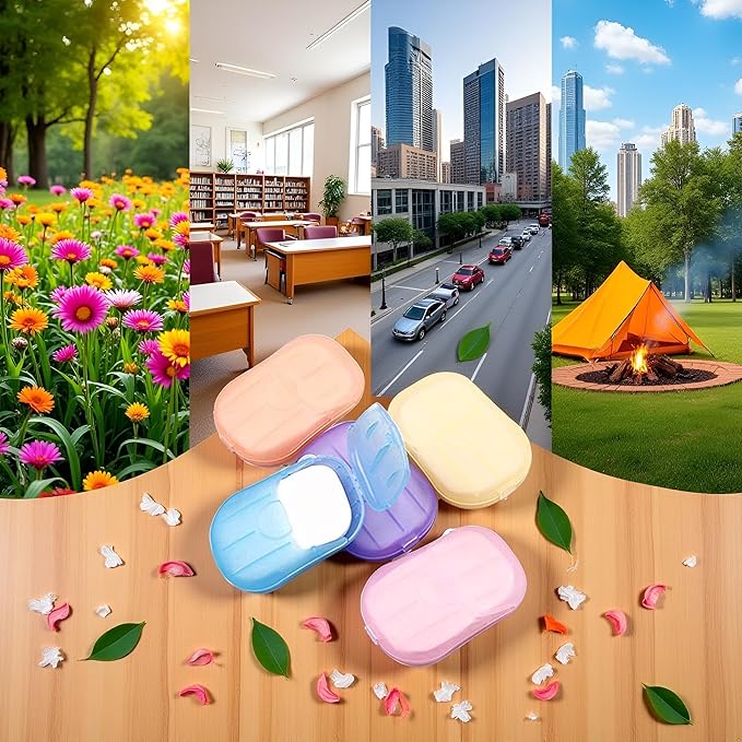 500 Sheets Colorful Disposable Soap Paper 5 Boxes Hand Cleaner Fragrance Mini Color Soaps Paper for school Indoor, Outdoor,Travel,Camping Hiking,Soap Sheet,Foot and Hand Care,Outdoor Recreation