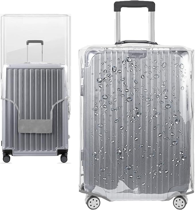 24 Inch Full Clear PVC Suitcase Cover Protectors for TSA Approved Travel Luggage Protector Covers Set Transparent Luggage Case Suitcase Suitable for 24"-25" Full Clear