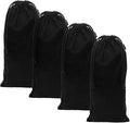 ZENPAC Shoe Dust Bags, Black Duster Flannel Pouch with Drawstring Closure, Washable Breathable Cotton Fabric for Boots, Travel, Luggage, 8x17, 4 Pack