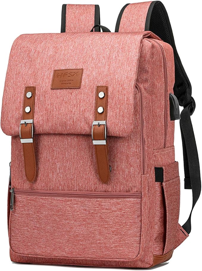 HFSX Vintage Backpack Men Women Business Travel Computer Backpack College Bookbag Stylish Water Resistant Vintage Backpack Fits 15.6 Inch Laptop