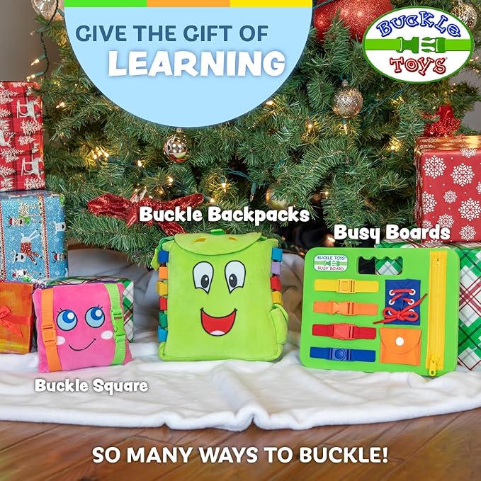 Buckle Toys Blossom Butterfly Toddler Backpack with Buckles and Toddler Learning Activities and Sensory Toys for Toddlers 1-3, Travel Essentials & Road Trip Activities for Fine Motor Skill Development