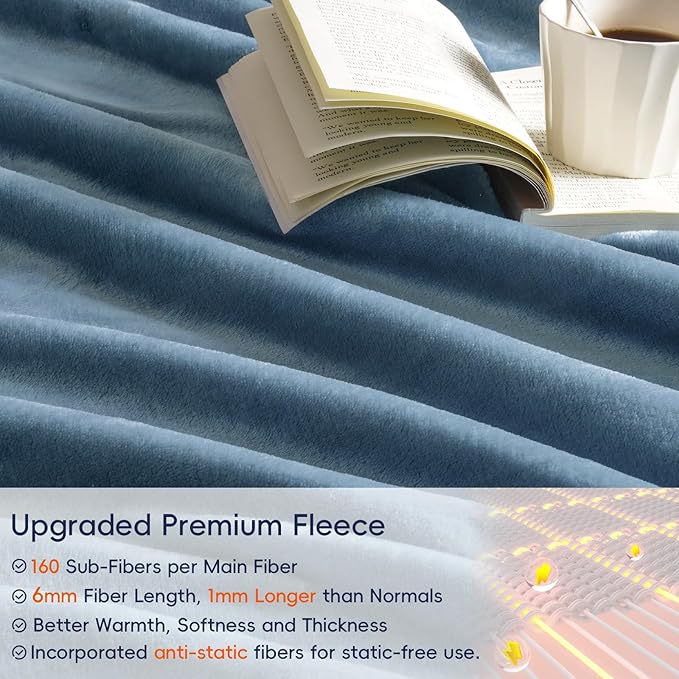 PHF Ultra Soft Fleece Blanket Twin Size, No Shed No Pilling Luxury Plush Cozy 300GSM Lightweight Blanket for Bed, Couch, Chair, Sofa Suitable for All Season, 66" x 90", Captain's Blue