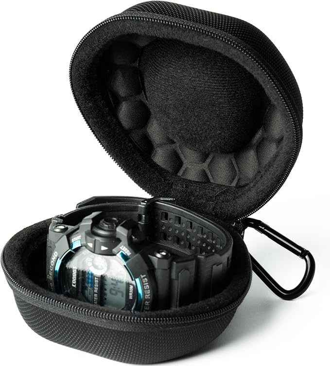 padded single Watch travel Case, men's watch case holder for Wristwatches & Smart Watches up to 54mm, Black Padded Watch case