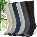 Bamboo Viscose Compression Socks for Women & Men (6 Pairs) 20-30 mmHg Knee High Support for Nurses Travel Pregnant