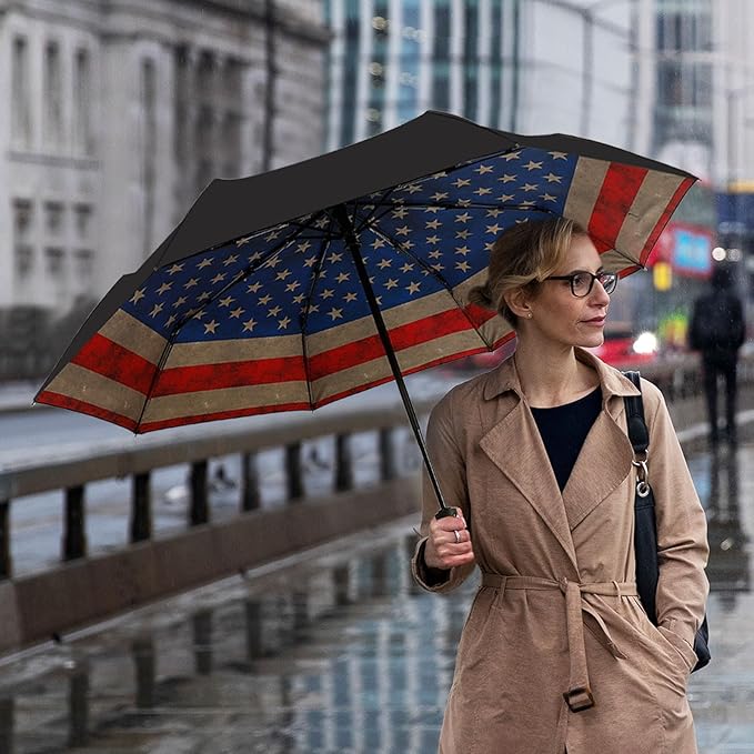 LLanxiry Compact Travel Umbrella, Mini Windproof Umbrellas for Rain & Sun, Small Lightweight Outdoor UV Umbrella, Portable Folding Umbrellas for Travel