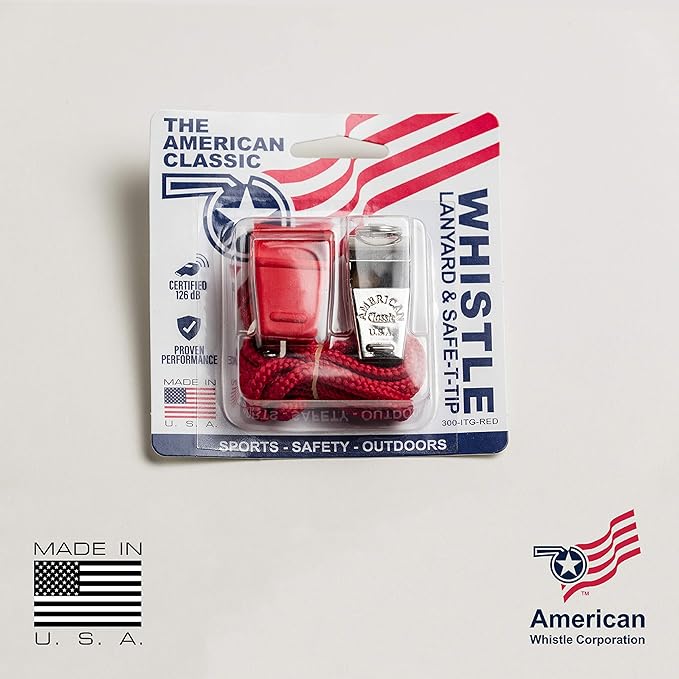 American Whistle Corporation American Classic Whistle - 126 db Solid Brass Whistle with Paracord Lanyards and Safe-T-Tip - Made in America